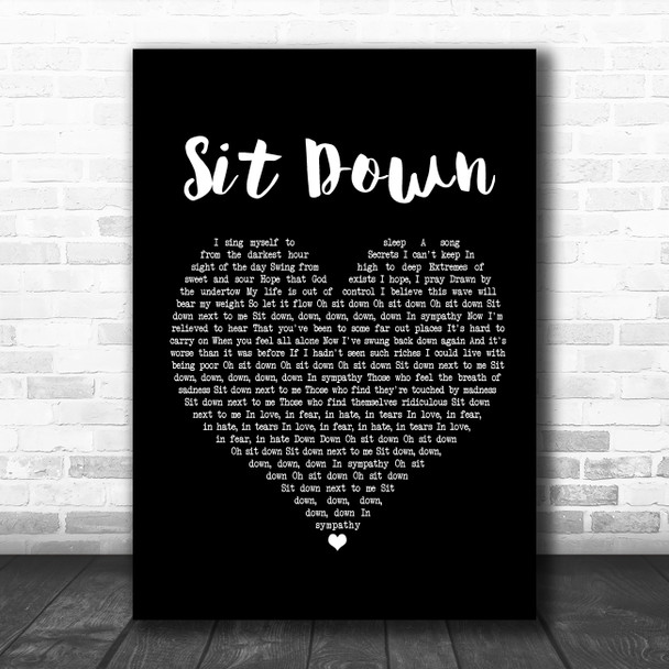 James Sit Down Black Heart Song Lyric Music Poster Print