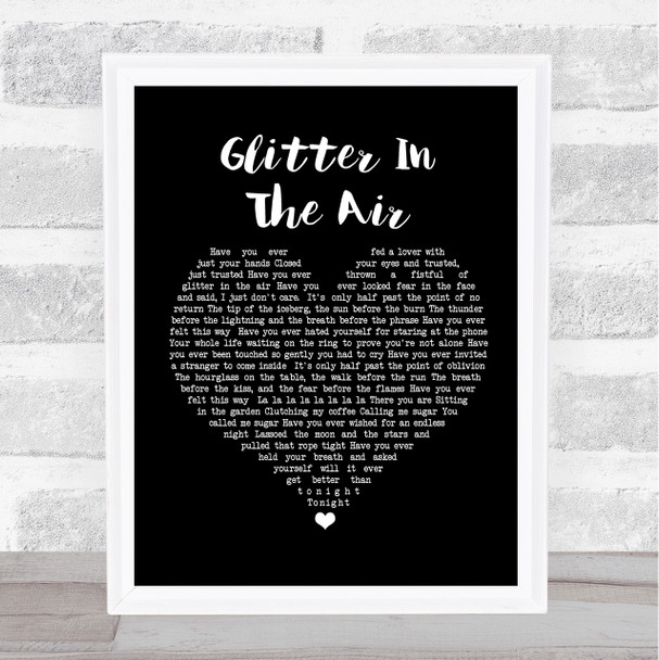 Pink Glitter In The Air Black Heart Song Lyric Music Wall Art Print