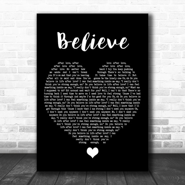 Cher Believe Black Heart Song Lyric Music Poster Print