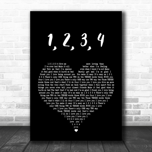 Plain White T's 1, 2, 3, 4 Black Heart Song Lyric Music Wall Art Print