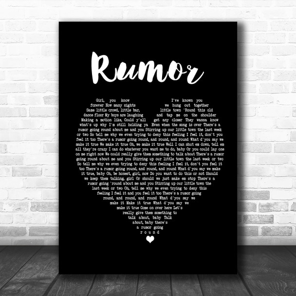 Lee Brice Rumor Black Heart Song Lyric Music Poster Print