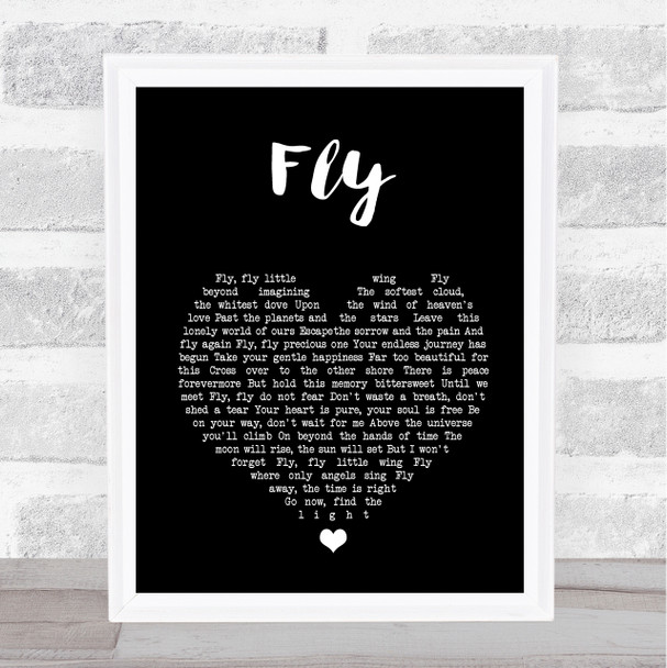 Céline dion Fly Black Heart Song Lyric Music Poster Print