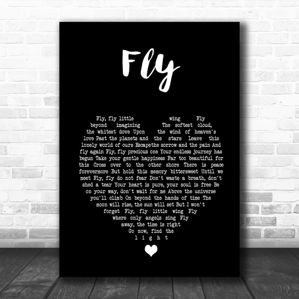 Céline dion Fly Black Heart Song Lyric Music Poster Print