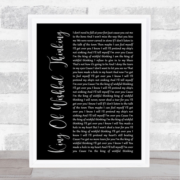 Go West King Of Wishful Thinking Black Script Song Lyric Music Poster Print