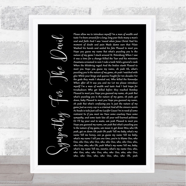 The Rolling Stones Sympathy For The Devil Black Script Song Lyric Music Poster Print