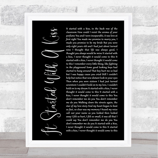 Hot Chocolate It Started With A Kiss Black Script Song Lyric Music Poster Print