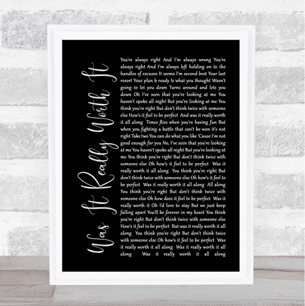 The Sherlocks Was It Really Worth It Black Script Song Lyric Music Poster Print