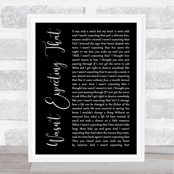 Jamie Lawson Wasn't Expecting That Black Script Song Lyric Music Poster Print