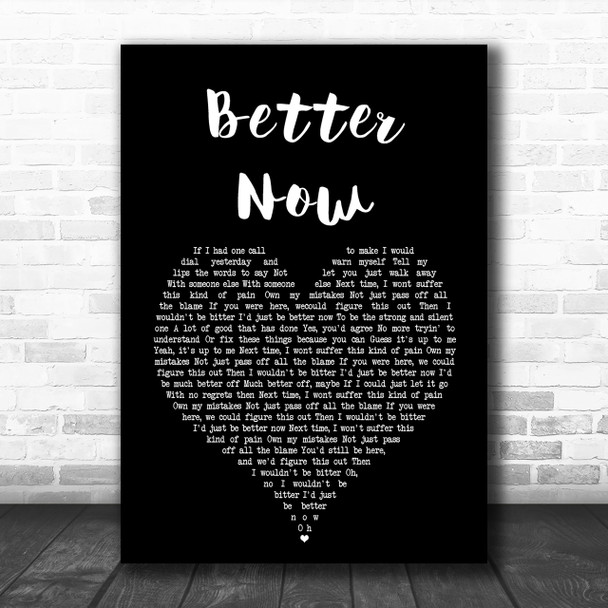 Rascal Flatts Better Now Black Heart Song Lyric Music Wall Art Print