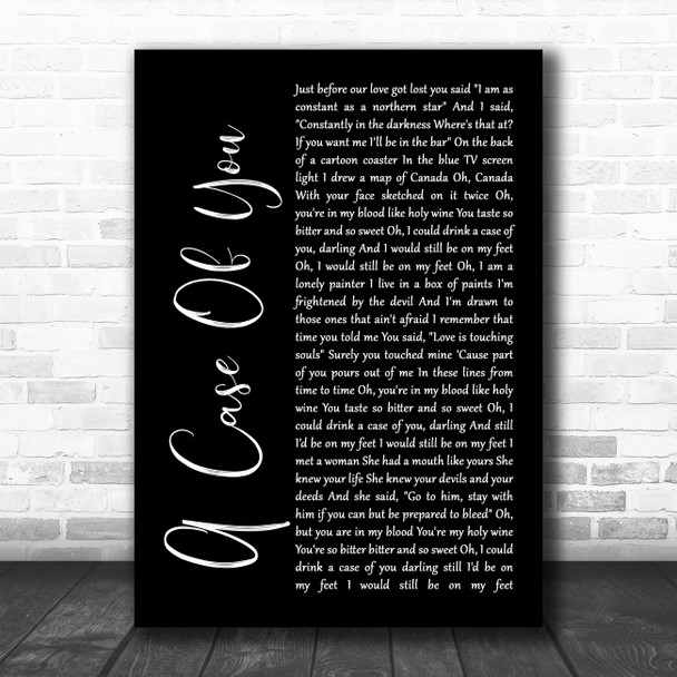 Joni Mitchell A Case Of You Black Script Song Lyric Music Poster Print