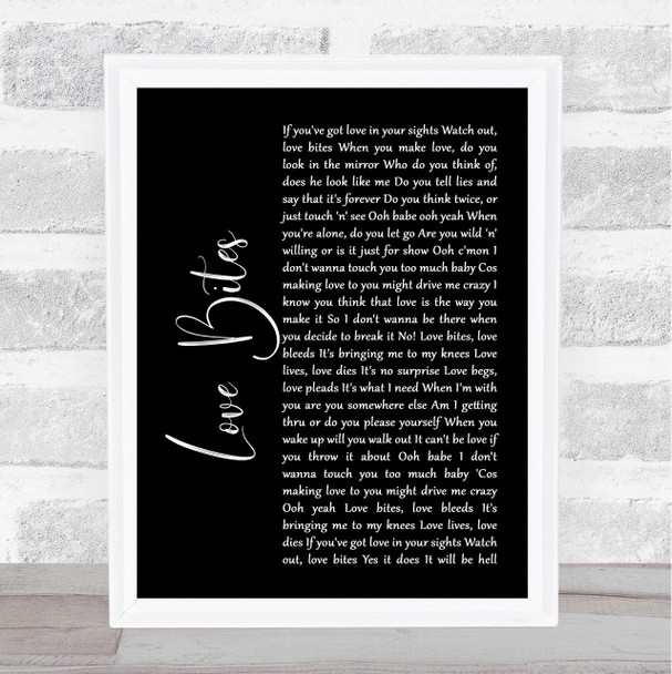 Def Leppard Love Bites Black Script Song Lyric Music Poster Print