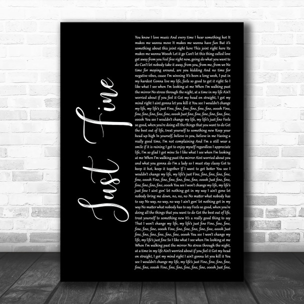 Mary J Blige Just Fine Black Script Song Lyric Music Poster Print