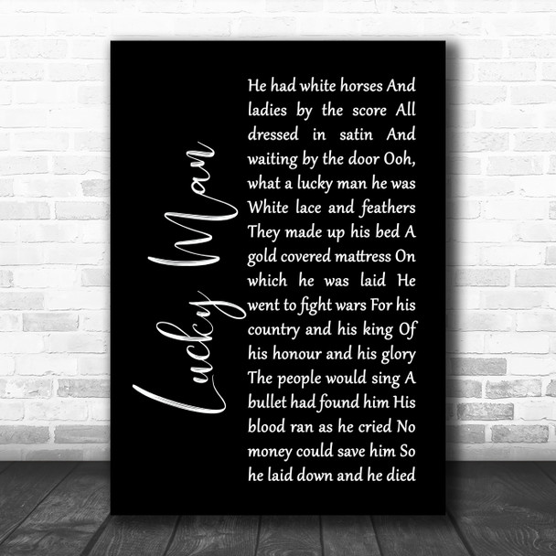 Greg Lake Lucky Man Black Script Song Lyric Music Poster Print