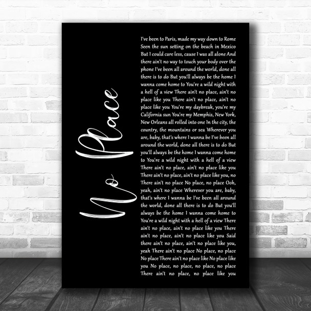 Backstreet Boys No Place Black Script Song Lyric Music Poster Print