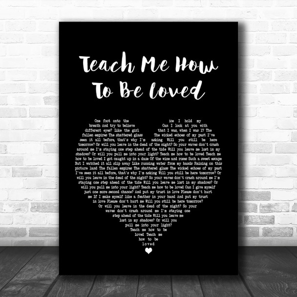 Rebecca Ferguson Teach Me How To Be Loved Black Heart Song Lyric Music Wall Art Print