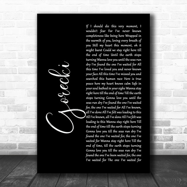 Lamb Gorecki Black Script Song Lyric Music Poster Print