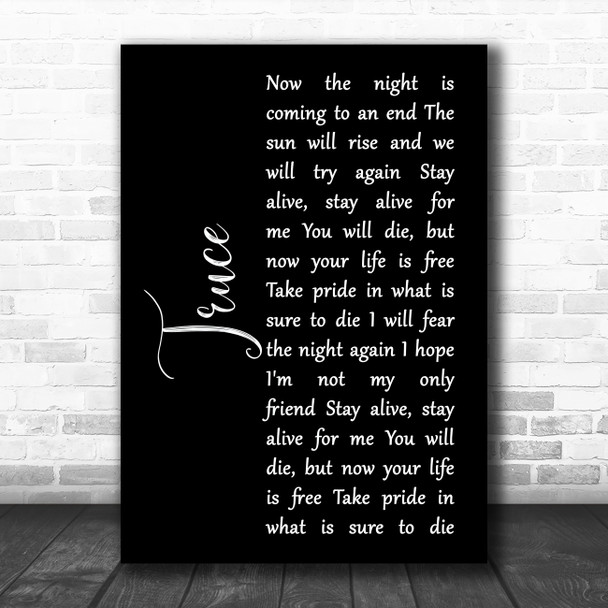 twenty one pilots Truce Black Script Song Lyric Music Poster Print