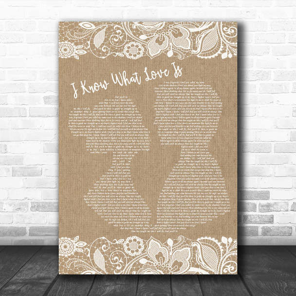 Celine Dion I Know What Love Is Burlap & Lace Song Lyric Music Poster Print