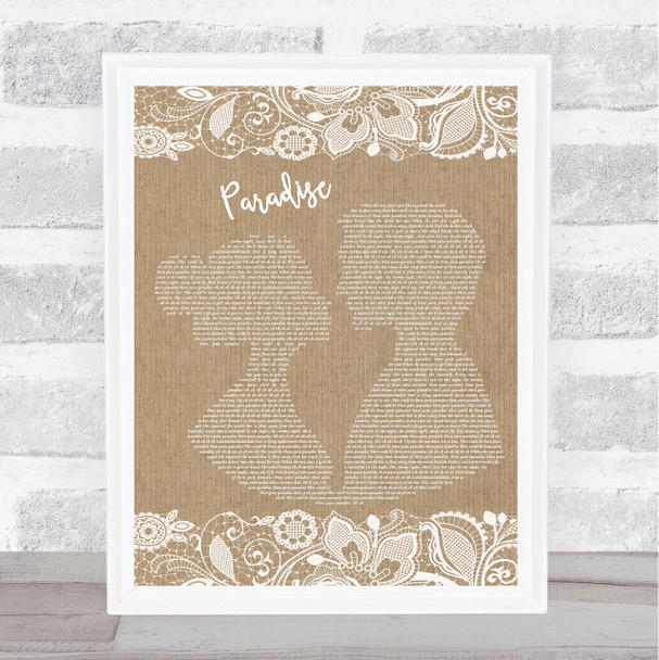 Coldplay Paradise Burlap & Lace Song Lyric Music Poster Print