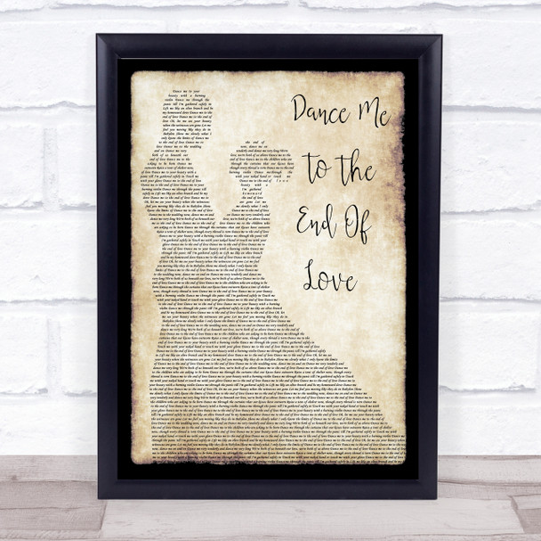 Leonard Cohen Dance Me to the End of Love Man Lady Dancing Song Lyric Music Poster Print