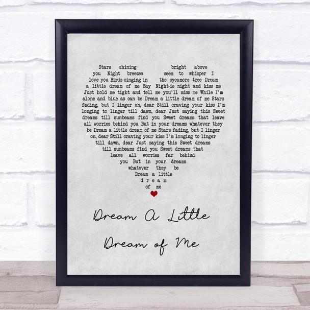 Doris Day Dream A Little Dream of Me Grey Heart Song Lyric Music Poster Print