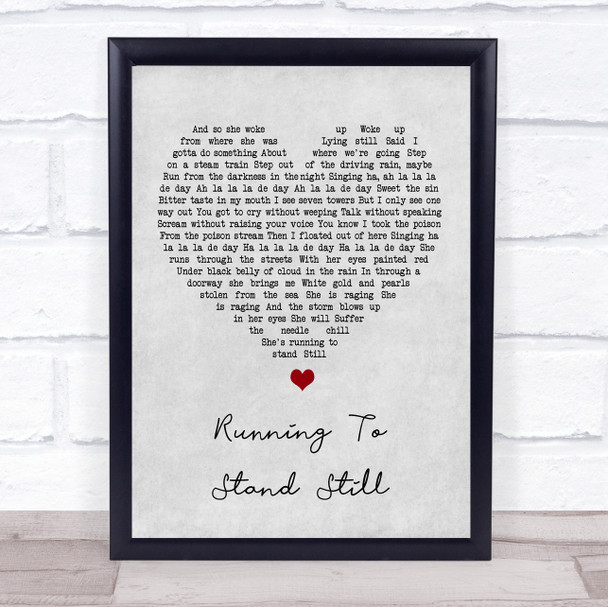 U2 Running To Stand Still Grey Heart Song Lyric Music Poster Print