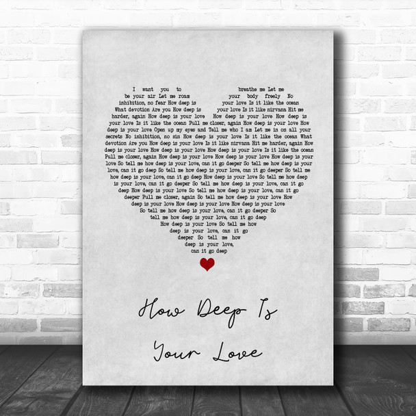 Calvin Harris & Disciples How Deep Is Your Love Grey Heart Song Lyric Music Poster Print