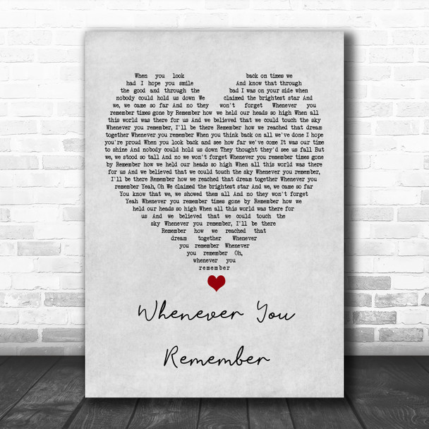 Carrie Underwood Whenever You Remember Grey Heart Song Lyric Music Poster Print
