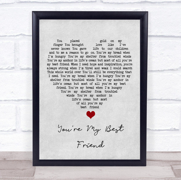 Don Williams You're My Best Friend Grey Heart Song Lyric Music Poster Print
