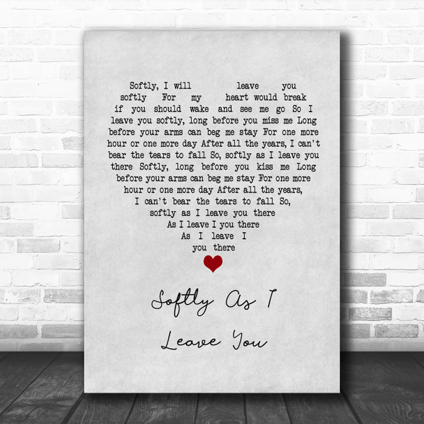 Matt Monro Softly As I Leave You Grey Heart Song Lyric Music Poster Print