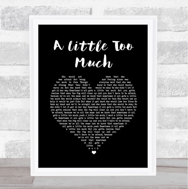 Shawn Mendes A Little Too Much Black Heart Song Lyric Music Wall Art Print