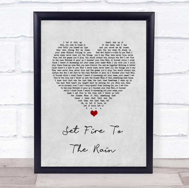 Adele Set Fire To The Rain Grey Heart Song Lyric Music Poster Print