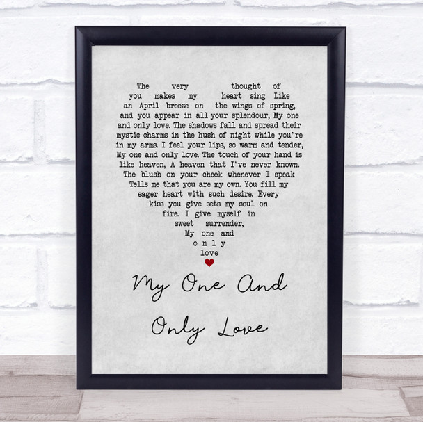 Sting My one and only love Grey Heart Song Lyric Music Poster Print