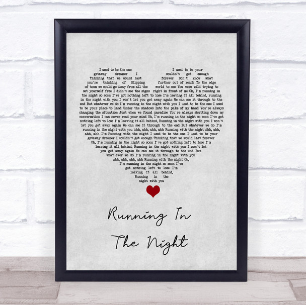 FM84 Running In The Night Grey Heart Song Lyric Music Poster Print