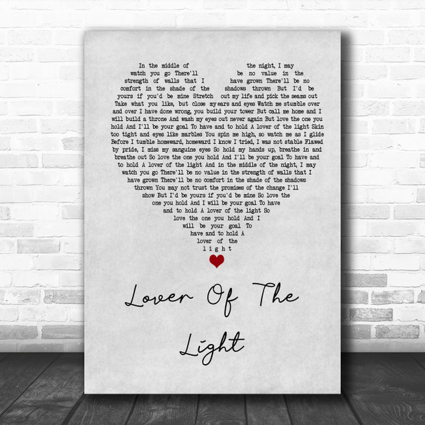 Mumford & Sons Lover Of The Light Grey Heart Song Lyric Music Poster Print