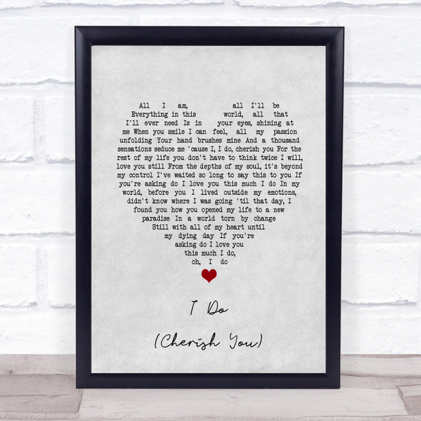 Mark Wills I Do (Cherish You) Grey Heart Song Lyric Music Poster Print