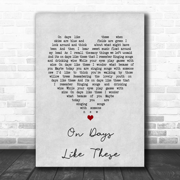 Matt Monro On Days Like These Grey Heart Song Lyric Music Poster Print