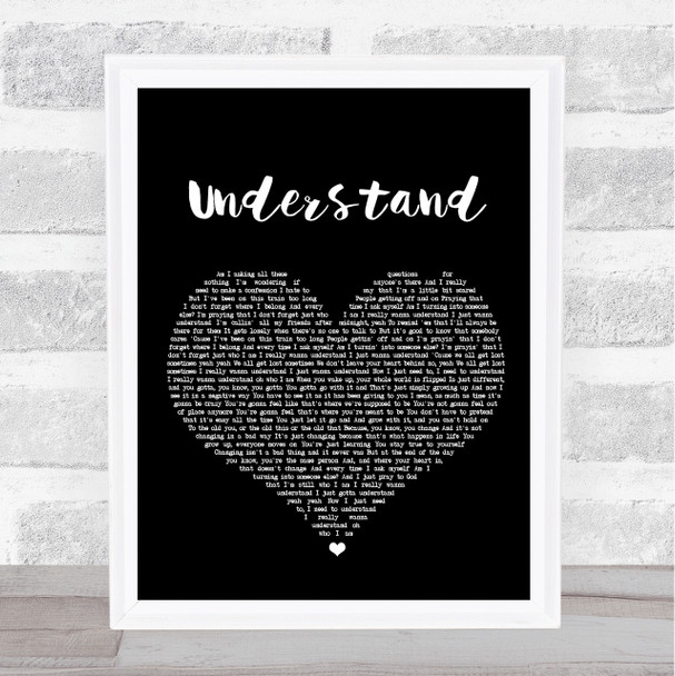 Shawn Mendes Understand Black Heart Song Lyric Music Wall Art Print