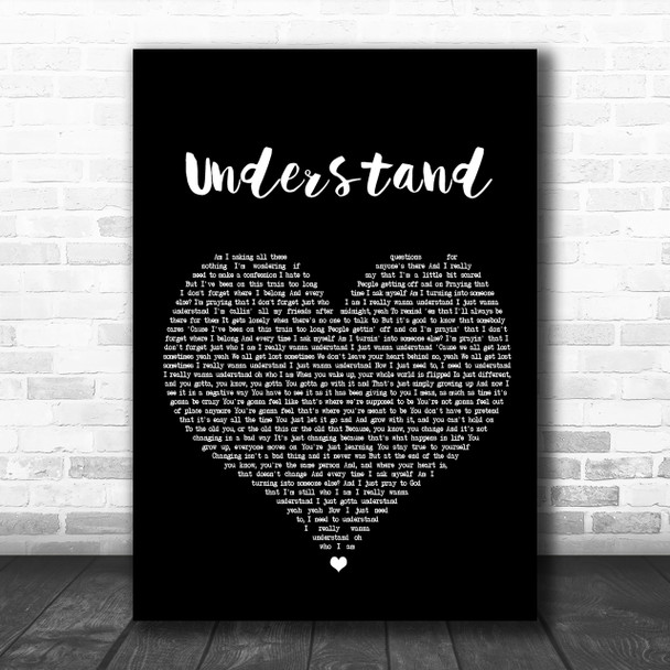 Shawn Mendes Understand Black Heart Song Lyric Music Wall Art Print