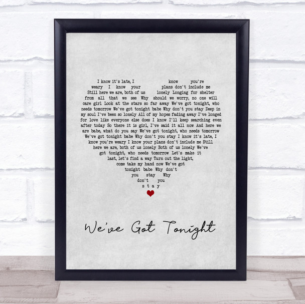 Bob Seger We've Got Tonight Grey Heart Song Lyric Music Poster Print