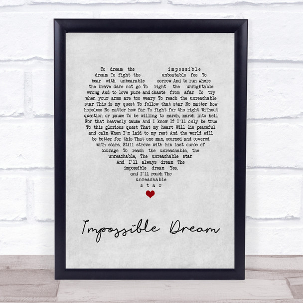Luther Vandross Impossible Dream Grey Heart Song Lyric Music Poster Print