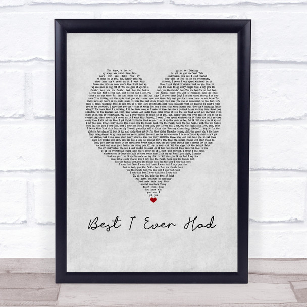 Drake Best I Ever Had Grey Heart Song Lyric Music Poster Print