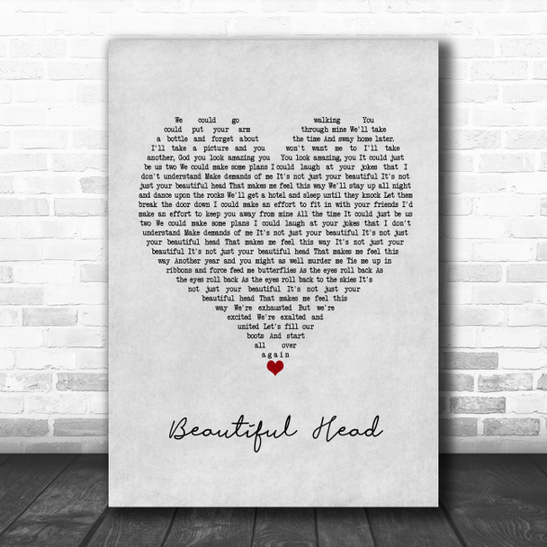 Courteeners Beautiful Head Grey Heart Song Lyric Music Poster Print