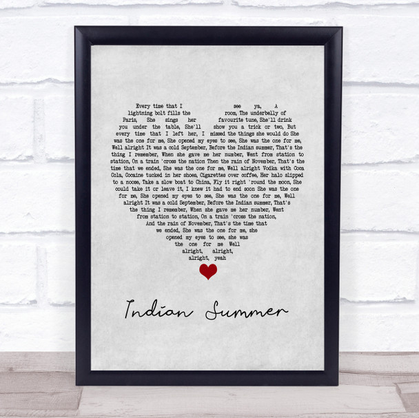 Stereophonics Indian Summer Grey Heart Song Lyric Music Poster Print