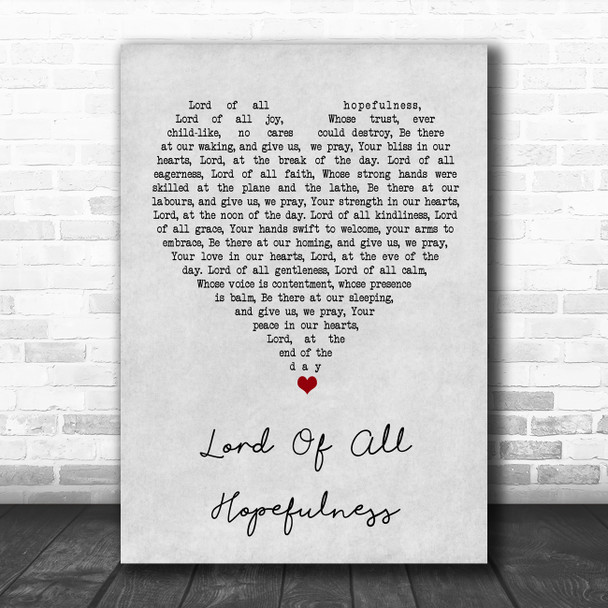 Lord of all hopefulness Jan Struther Grey Heart Song Lyric Music Poster Print