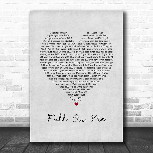 Andrea Bocelli & Matteo Bocelli Fall On Me Grey Heart Song Lyric Music Poster Print