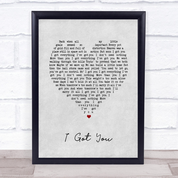 Jack Johnson I Got You Grey Heart Song Lyric Music Poster Print