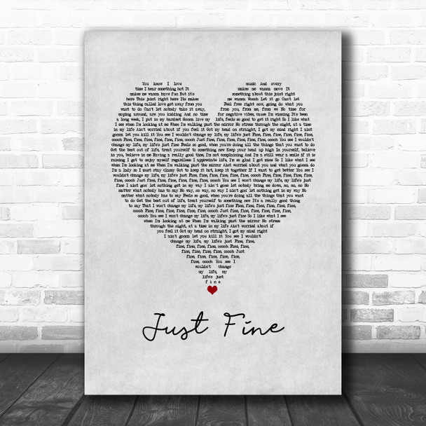 Mary J Blige Just Fine Grey Heart Song Lyric Music Poster Print