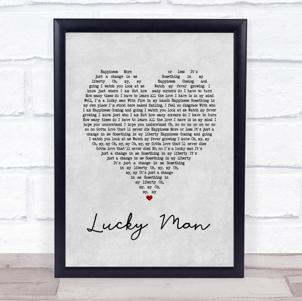 The Verve Lucky Man Grey Heart Song Lyric Music Poster Print
