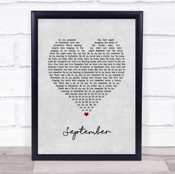 Earth Wind and Fire September Grey Heart Song Lyric Music Poster Print